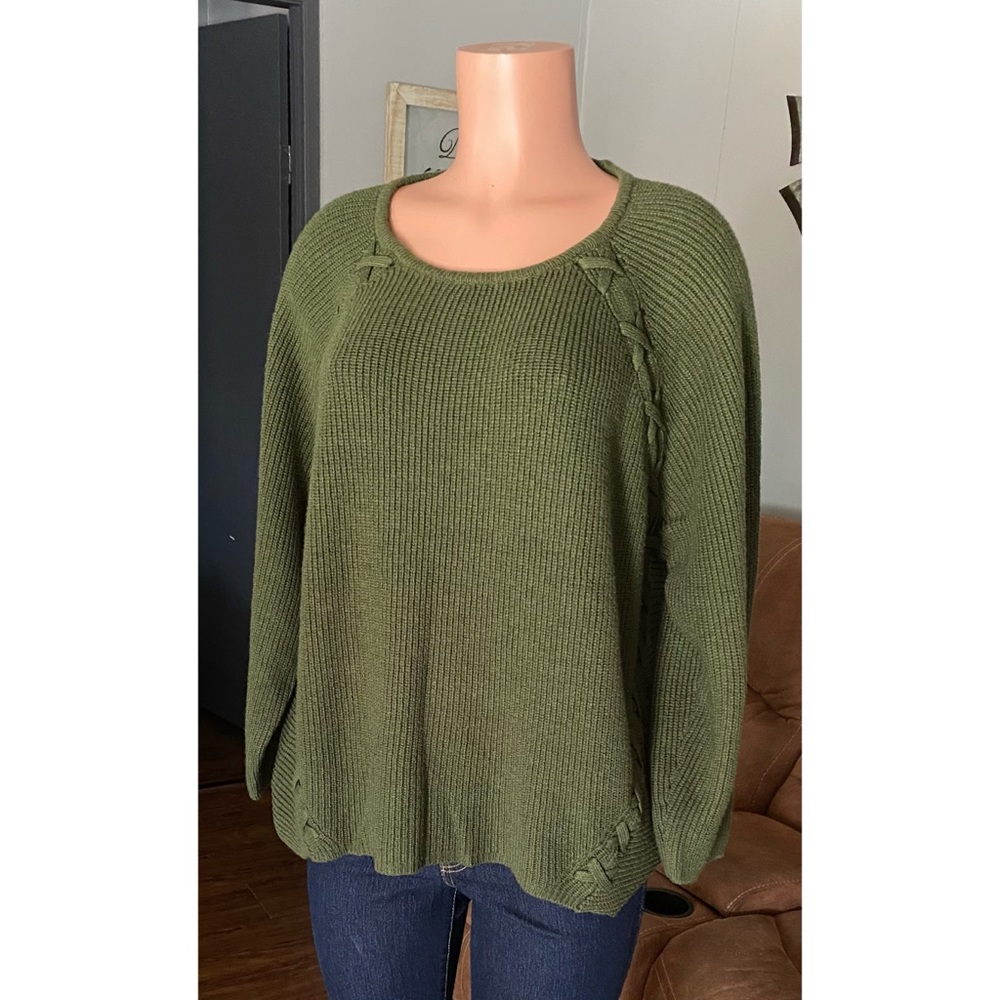 Meri Skye Hi-low Lace Up Sweater